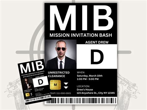 MIB Id Template, Printable Id Badge Mib, Personalized Men in Black ...