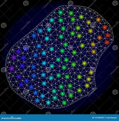 Carcassa Poligonale Mesh Map Del Nauru Con I Punti Di Luce Intensa