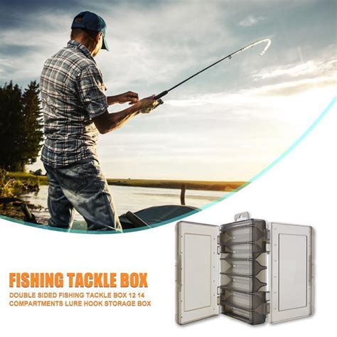 Double Sided Fishing Tackle Box 12 Compartments Bait Lure Hook Box