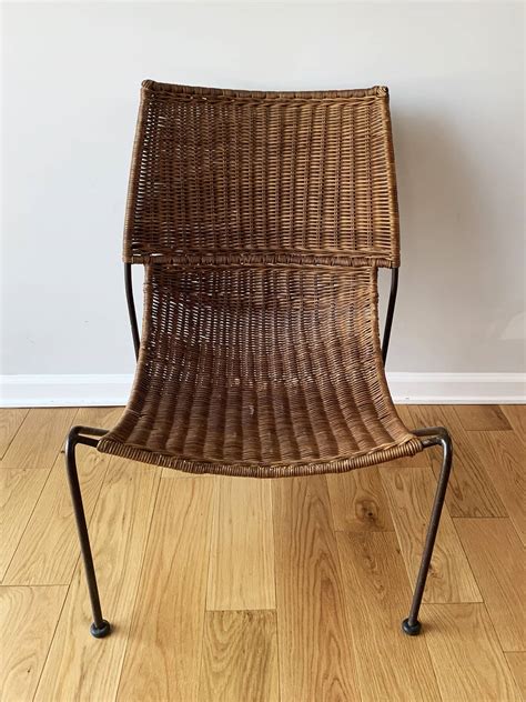 Wicker Iron Chair Pair In The Style Of Frederick Weinberg Sun Up Vintage