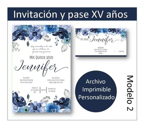 Invitacion Y Pase Para Xv A Os Archivo Digital Personalizado En Venta