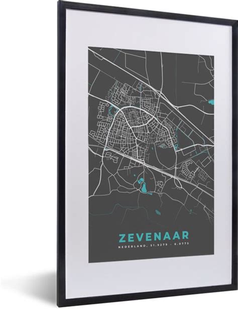 Fotolijst Incl Poster Kaart Zevenaar Plattegrond Stadskaart