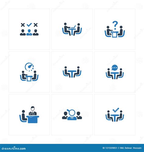 Job Interview Icons Blue Version Stock Illustration Illustration Of