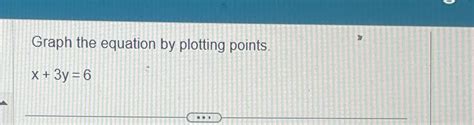 Solved Graph The Equation By Plotting Points X 3y 6 Chegg