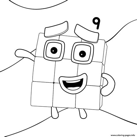 Numberblocks Number 9 Coloring Pages Printable