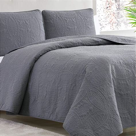 Amazon Mellanni Bedspread Coverlet Set Gray Comforter Bedding