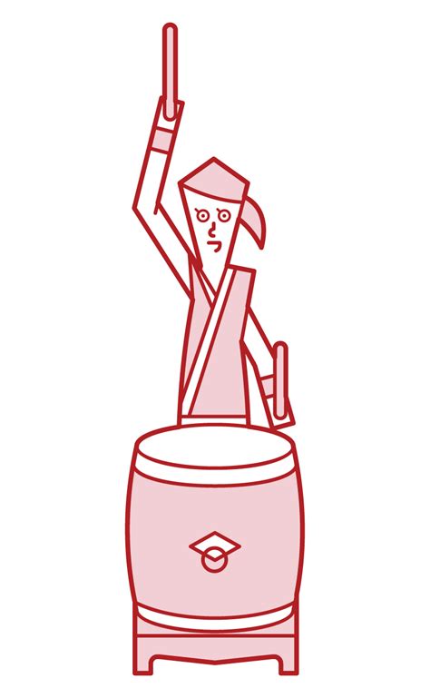 和太鼓を演奏する人（女性）のイラスト – フリーイラスト素材集 KuKuKeKe
