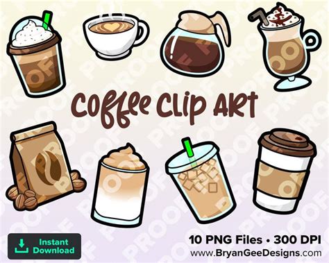 Coffee Clipart Instant PNG Download Coffee Cups Coffee Mugs Latte