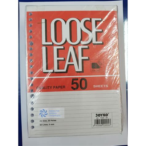 Jual Loose Leaf A5 50 Lembar Joyko Isi Refill Kertas File Shopee