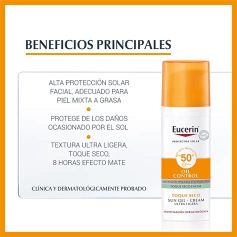 Eucerin Sun Protector Solar Facial Toque Seco Oil Control Fp Envío gratis