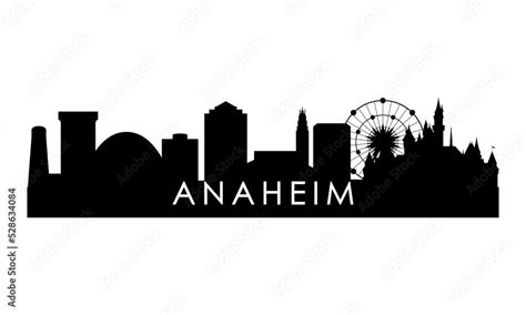 Anaheim skyline silhouette. Black Anaheim city design isolated on white ...