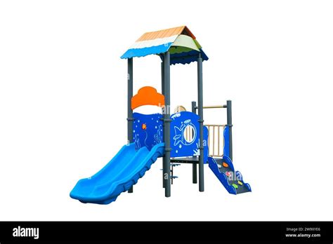 Colorful Outdoor Slide Playground Set Isolated On White Background