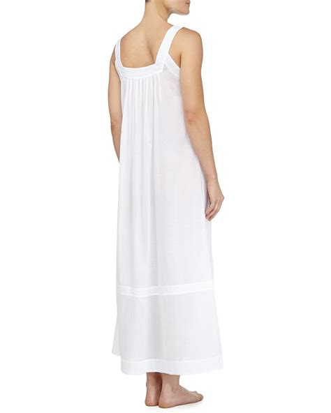 Donna Karan Cotton Batiste Pleated Long Nightgown In White Lyst