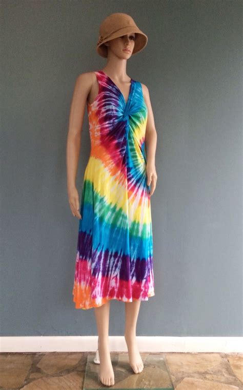 Rainbow Tie Dye Dress Maxi Dress Hippie Dress Long By 2dye4designs