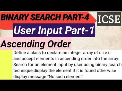 Binary Search Icse Practice Questions Icse Semester 2 Computer