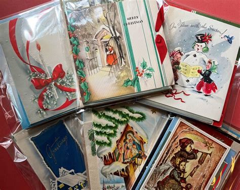 Old Fashioned Christmas Cards 13 Vintage Holiday Cards For Crafting Embellishing Etsy