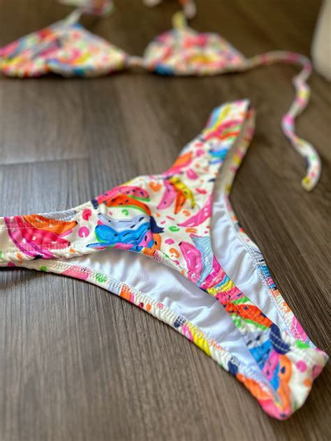 Tropical Print Brazilian Bikini Set Etsy