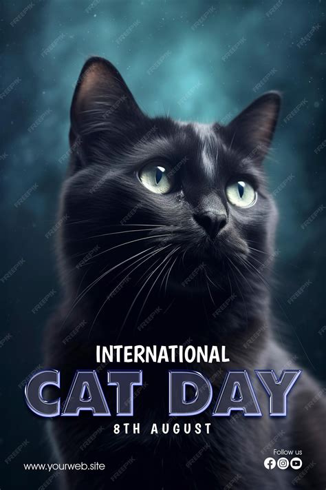 Premium Psd Happy International Cat Day Poster