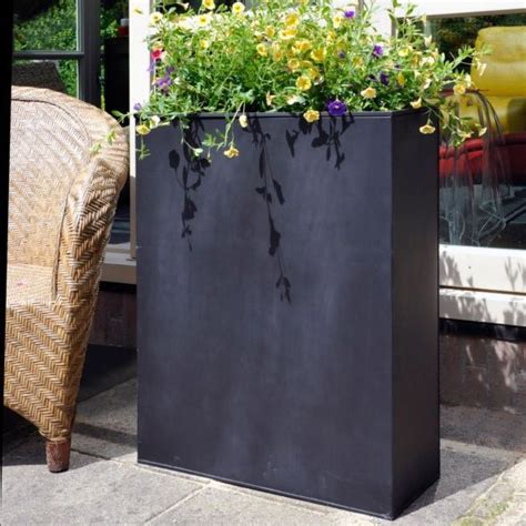 Bac à Fleurs Acier L80 H92 Cm Noir Jardiniere Design Backyard Patio