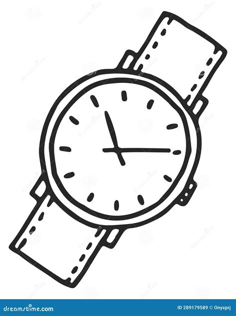 Wrist Watch Icon. Hand Clock Black Doodle Stock Vector - Illustration ...