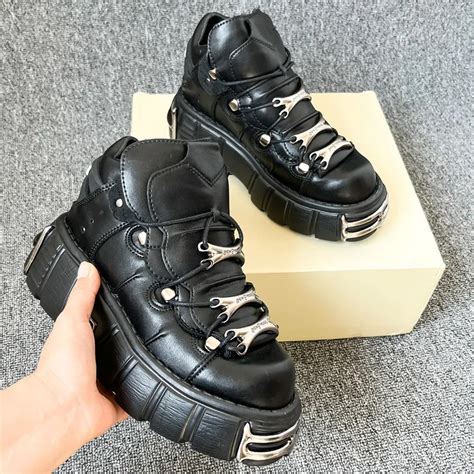 Punk Style Womens Chunky Sneakers Women With 6cm Platform Metal