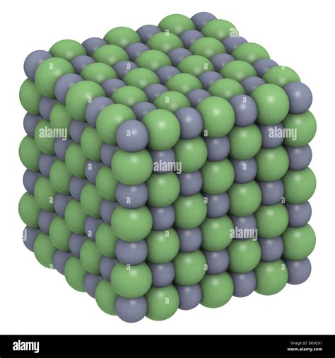 Sodium chloride (NaCl, table salt), crystal structure. Atoms are ...