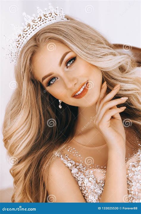 Portrait Of Beautiful Blonde Woman With Makeup Stock Photo Image Of Modern Lipstick 133025530