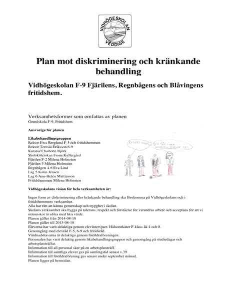 Plan Mot Diskriminering Och Kr Nkande Behandling