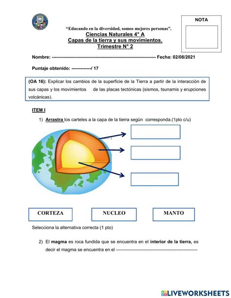 Actividades De Las Capas De La Tierra Estructura De La Tierra Images