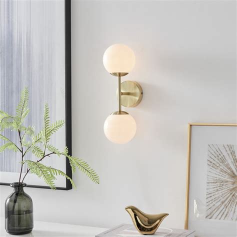 Fairmont Park Anjelyna Brass And Frosted Glass Wall Light Classy Two Light Sconce Chic Modern