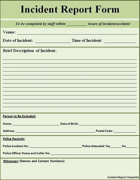 School Incident Report Template Templates Example Templates