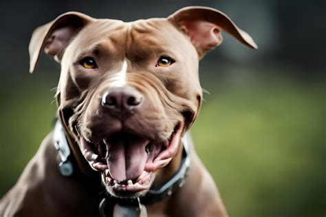 Premium AI Image | Portrait of aggressive Pitbull dog in outdoor background