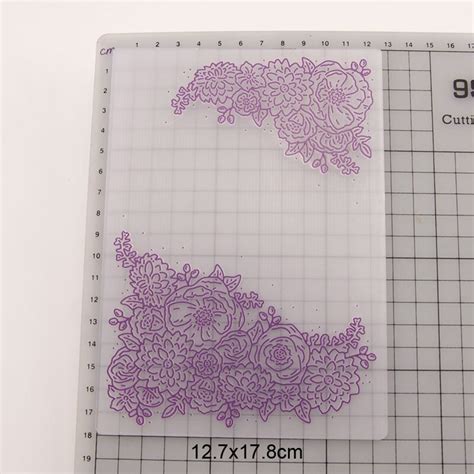 Flower Corner Textured Plastic Embossing Folders For Card Making