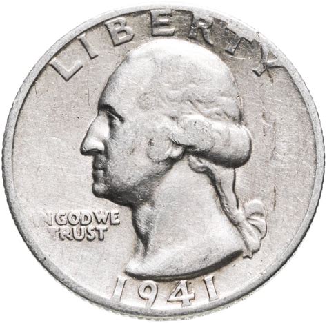 Монета США 25 центов (квотер, 1/4 доллара, quarter dollar) 1941 ...