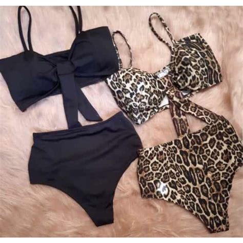 biquíni hot pants cintura alta feminino laço alcinha estampado floral lançamento Shopee Brasil