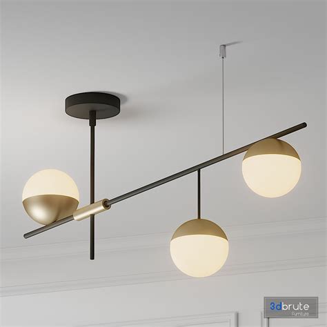 Mid Century Modern 3 Light Linear Ceiling Light ON-OFF 3d model Buy Download 3dbrute