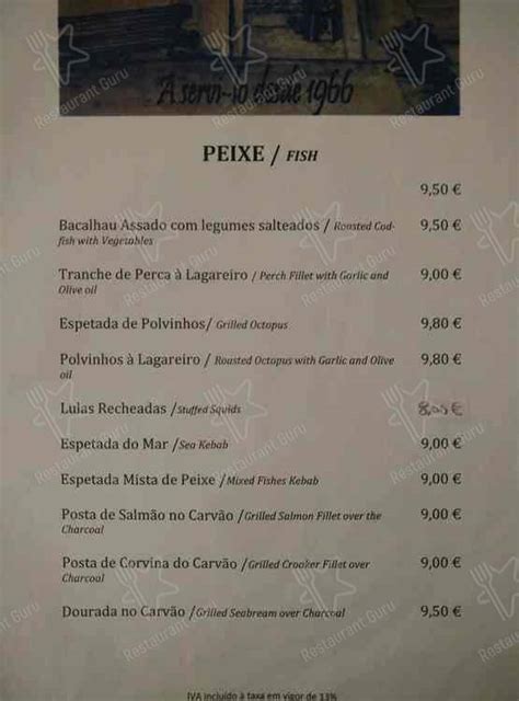 Menu Em O Velho Farelo Restaurante Carnaxide