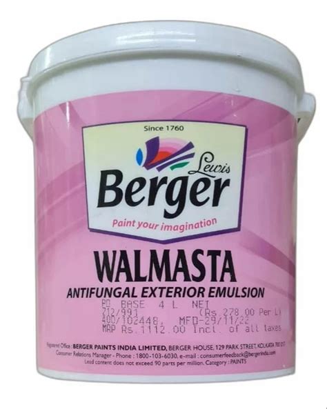 Berger Walmasta Antifungal Emulsion Paint Ltr At Rs Bucket In Tehri