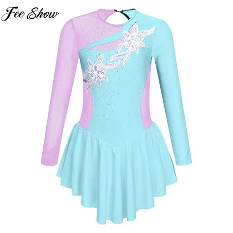 Robe De Danse De Ballet Pour Filles Patinage Artistique Manches