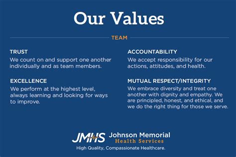 OUR VALUES Johnson Memorial Health Services