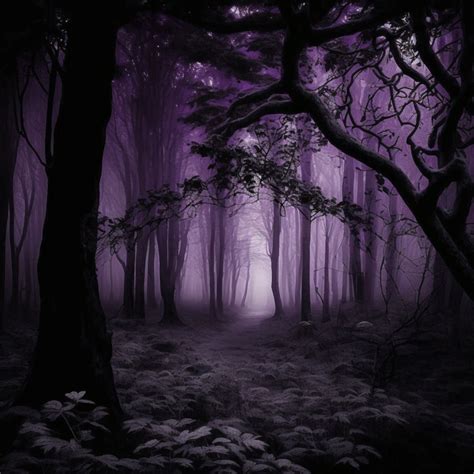 Dark Eerie Forest With Dark Purple Detail Digital Background Paper ...