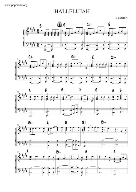 Leonard Cohen-Hallelujah Sheet Music pdf, - Free Score Download ★