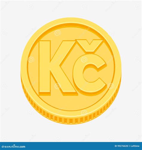 Czech Koruna Symbol on Gold Coin Stock Vector - Illustration of change ...