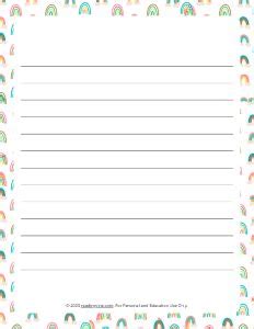 Rainbows Theme Narrow Rule Lined Paper Image Readingvine