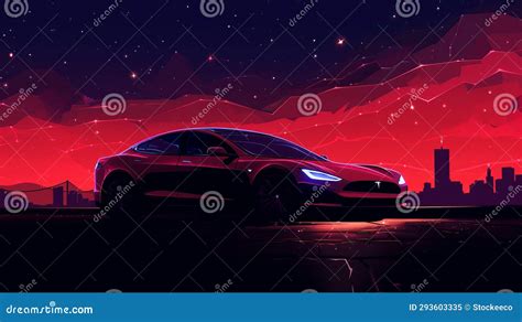 Tesla Model S Wallpaper: Hd Art with 8-bit Style and Luminous Skies Stock Illustration ...