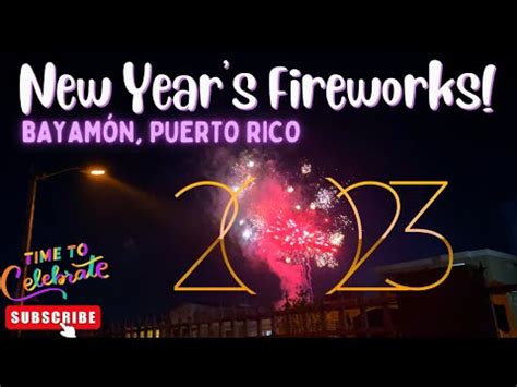 Happy New Year 2023 Fireworks view from Bayamón PUERTO RICO in 4K