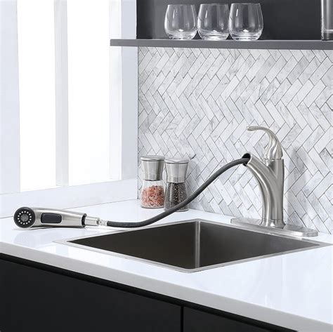 Buy Ikebana Pull Out Kitchen Faucet Brushed Nickel Single Handle Single Lever Kitchen Sink