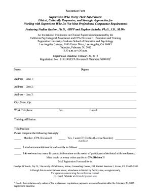 Fillable Online 2015 CPA Div II Conference Registration CAPIC Fax