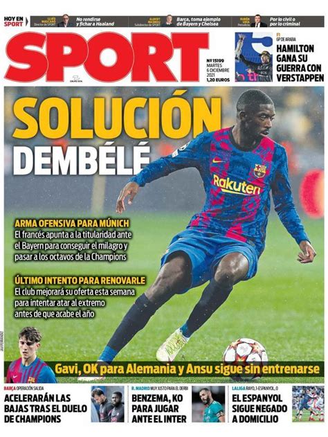 La Portada Del Peri Dico Sport Lunes De Diciembre Del