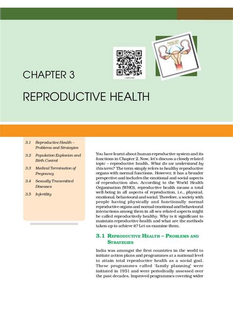 Ncert Book Class 12 Biology Chapter 3 Reproductive Health